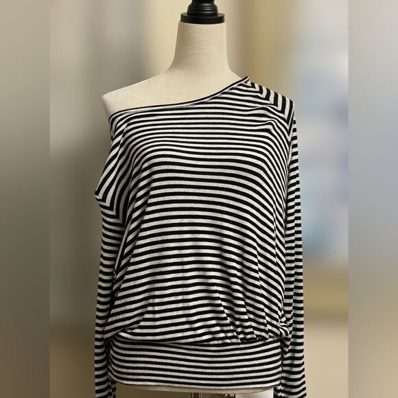 Heather by Bordeaux All Day Tee Boat Neck Striped Top w/Cinched Waist (Med - Picture 3 of 10